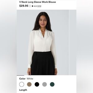 Elegant White V-Neck Long Sleeve Blouse